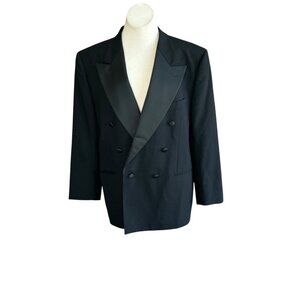 Joseph Abboud Black Double Breasted Tuxedo Jacket Satin Lapel Size 40S